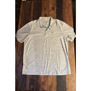 Tommy Bahama IslandZone Polo Shirt Mens L Gray Performance Golf Marlin